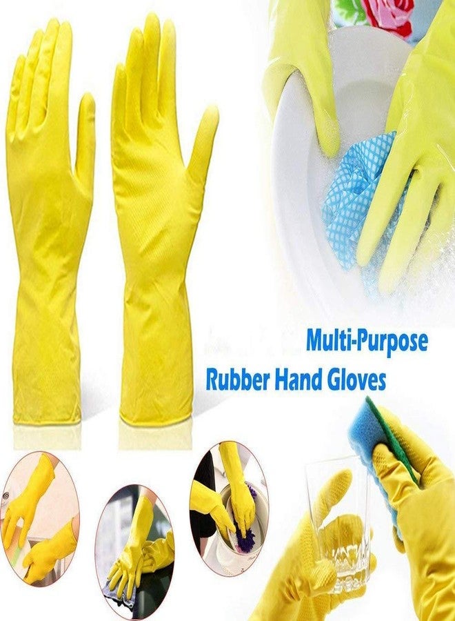 RBGIIT Seebuy Premium Reusable Latex Silicone Safety Gloves for Washing, Cleaning, Kitchen, Garden and Sanitation (Colors Yellow Blue May Vary, 5 Pair) (YW 02) - Image 5